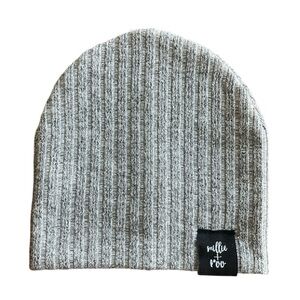Ruffle and Roo Infant Hat Knit Ribbed Gray with Glitter Metallic Thread